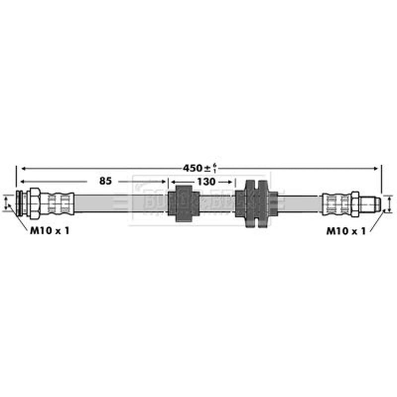Borg & Beck Brake Hydraulic Hose Line Rear Right BBH6759