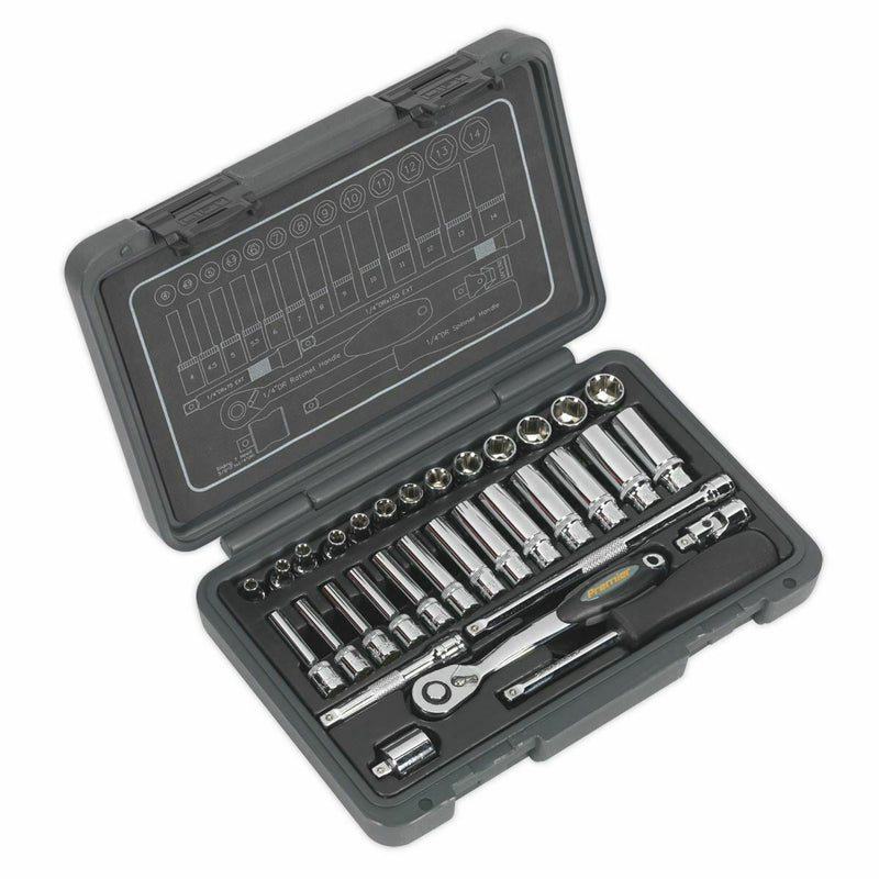 Sealey Socket Set 32pc 1/4"Sq Drive 6pt WallDrive Metric AK7950 Sealey - Dynamic Drive