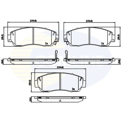 Comline 4 x Front Brake Pad Set fits Honda Cr-V III 2007-2012 2.2 2.4