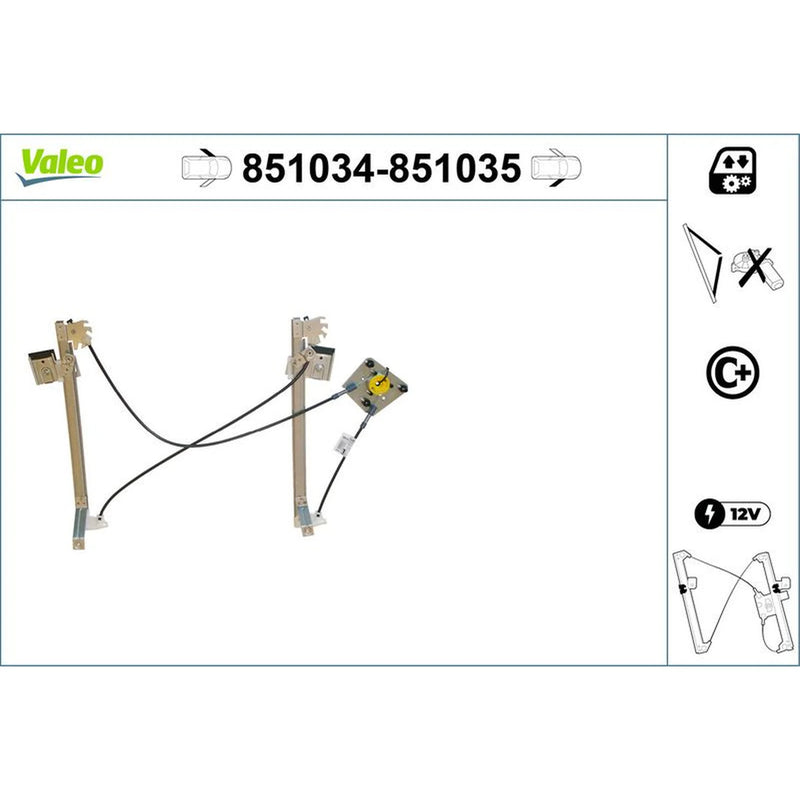 Valeo Electric Window Regulator Lifter Right Front 851035