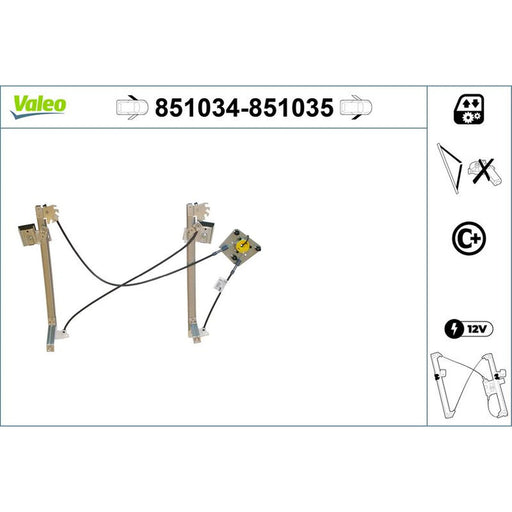 Valeo Electric Window Regulator Lifter Right Front 851035
