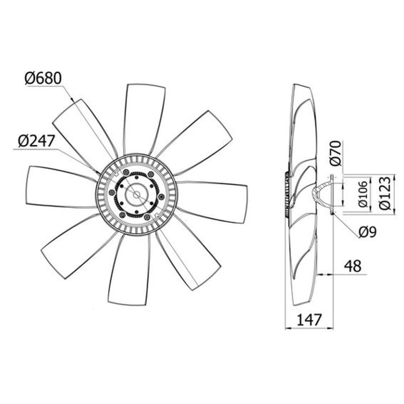 Mahle Engine Cooling Fan fits Scania 4 - Series 1996-2008