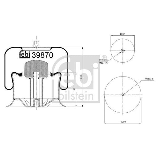 Febi Air Suspension Bellow 155mm Rear 39870