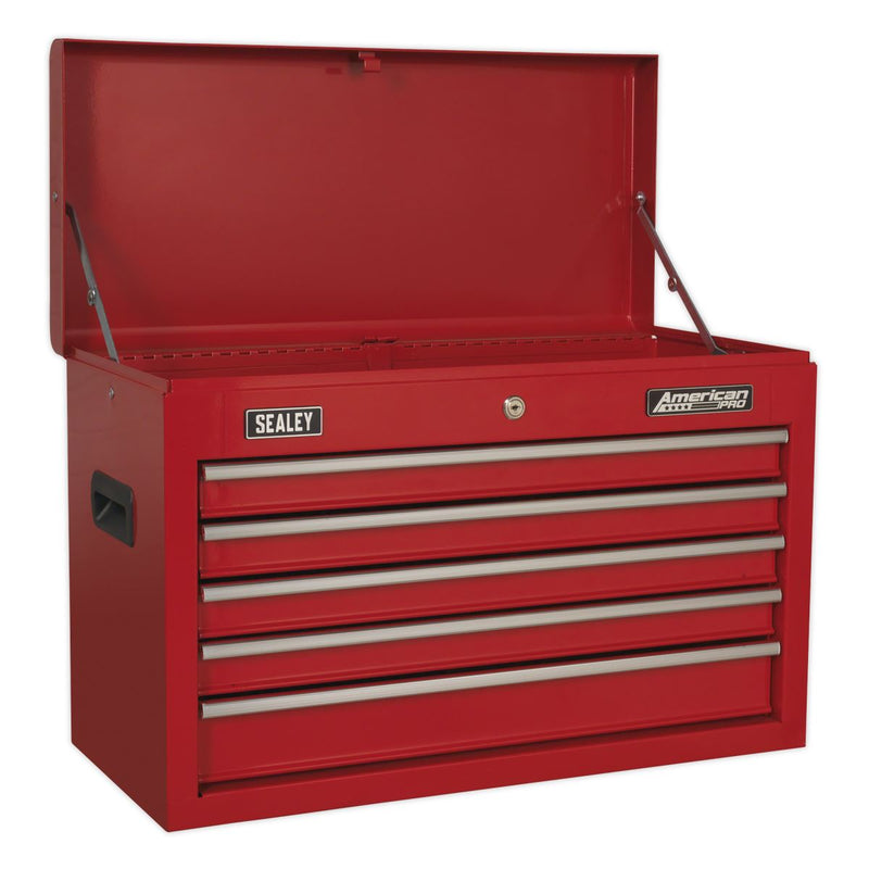 Sealey Topchest 5 Drawer with Ball-Bearing Slides Red AP225 Sealey - Dynamic Drive