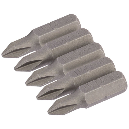 Draper Cross Slot Insert Bit, 1/4" Hex, 25mm Long, No.1 (Pack of 5) 64017 Draper - Dynamic Drive