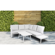 Dellonda Kyoto White 3 Piece Outdoor Garden Corner Sofa & Coffee Table Set Dellonda  - Dynamic Drive