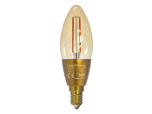 Link2Home Wi-Fi LED SES (E14) Candle Filament Dimmable Bulb, White 400 lm 4.5W Link2Home - Dynamic Drive