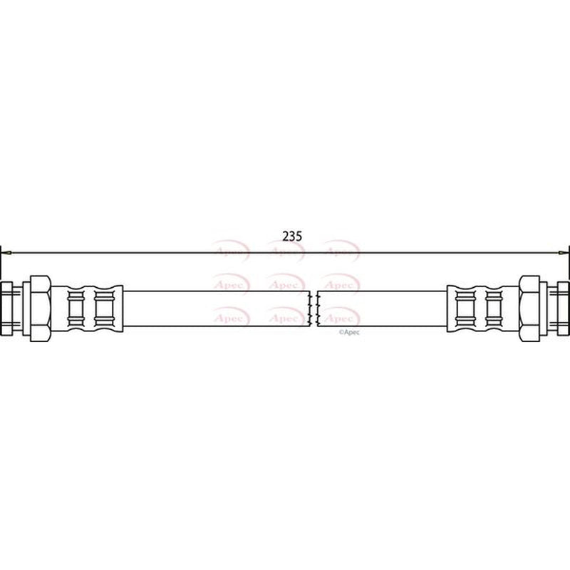 Apec Brake Hydraulic Hose Line Rear fits Abarth Grande Punto 2007-2010 1.4
