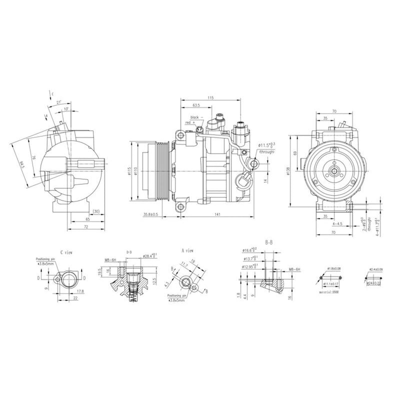 Hella Air Conditioning Compressor fits Mercedes-Benz C-Class 2007-2014