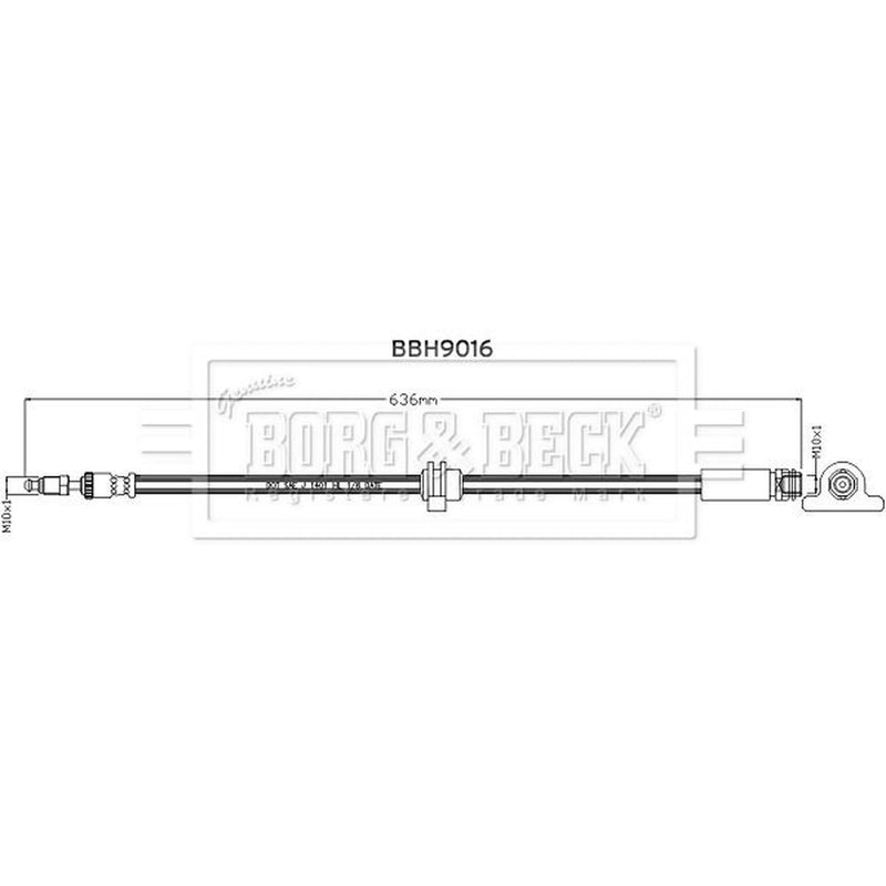 Borg & Beck Brake Hydraulic Hose Line Front Right BBH9016