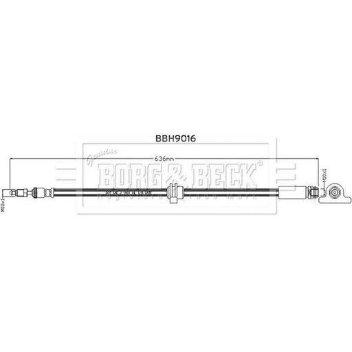 Borg & Beck Brake Hydraulic Hose Line Front Right BBH9016