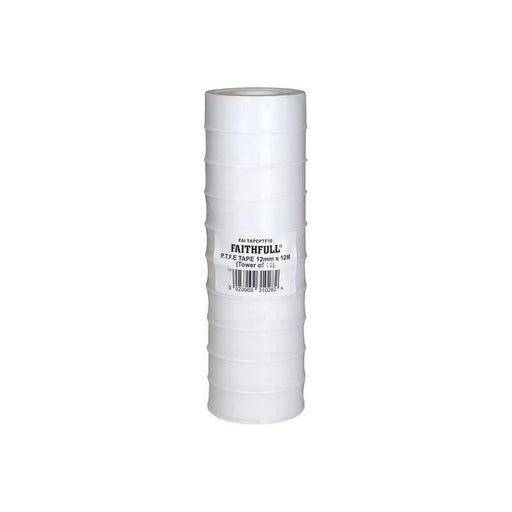 Faithfull P.T.F.E Tape 12mm x 12m White (Pack 10) Faithfull - NN4 Online