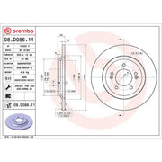 Brembo 2 x Solid Rear Brake Discs 08.D086.11-x2