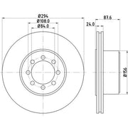 Mintex 2 x Vented Rear Brake Discs MDC2010-x2