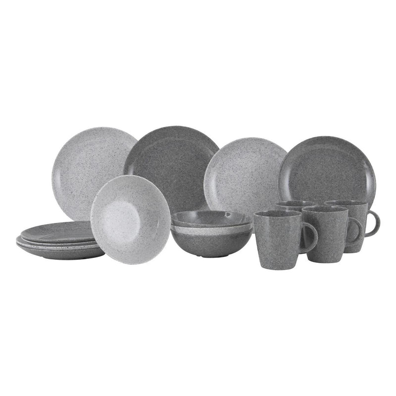 Gimex Solid Line Tableware Granite Grey 16 Pieces Gimex - Dynamic Drive