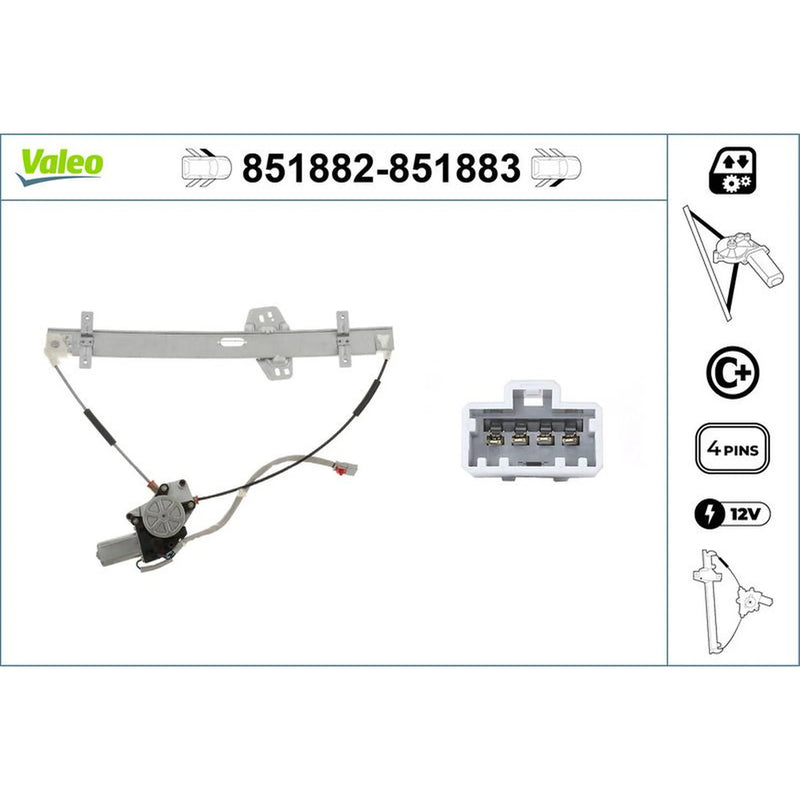 Valeo Electric Window Regulator Lifter Right Front 851883