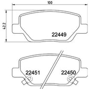 DON Rear Brake Pad Set fits Fiat Tipo 2015-2020 1.0 1.3 1.4 1.6