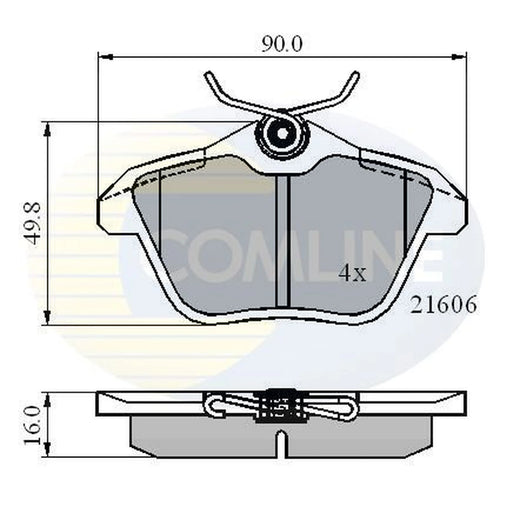 Comline Rear Brake Pad Set fits Alfa Romeo 156 1997-2005 1.6 1.8 1.9 2.0 2.4 2.5