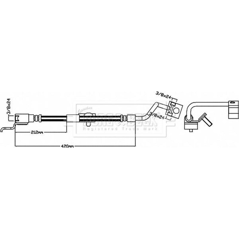 Borg & Beck Brake Hydraulic Hose Line Rear Right BBH8452