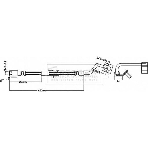 Borg & Beck Brake Hydraulic Hose Line Rear Right BBH8452