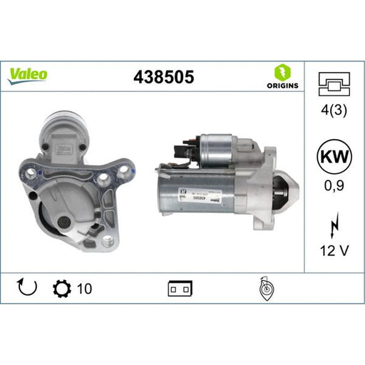 Valeo Starter Motor 12V 0.9kW 10 Teeth 438505