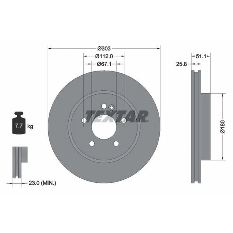 Textar 2 x Vented Front Brake Discs 92089905