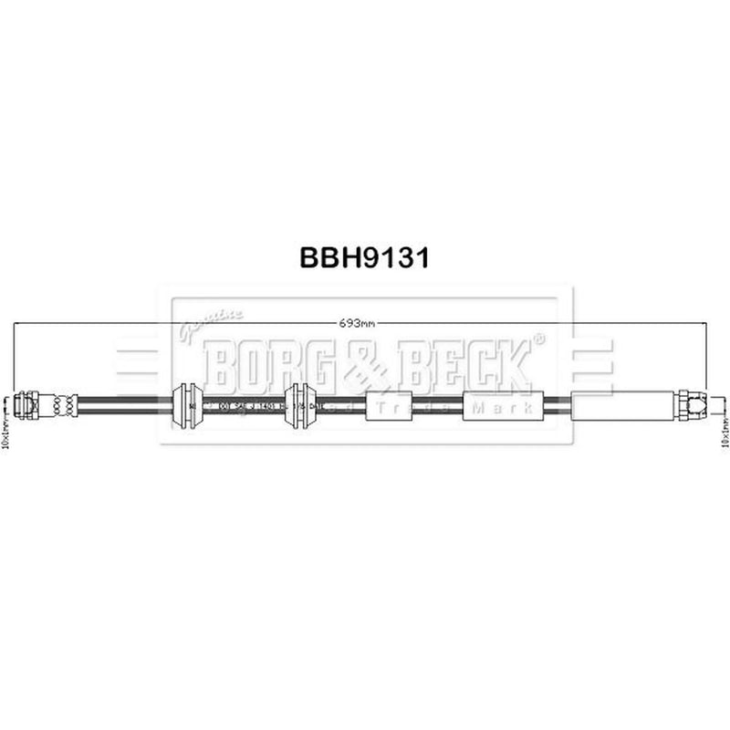 Borg & Beck Brake Hydraulic Hose Line Front Right BBH9131