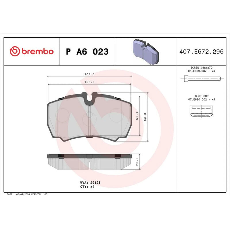 Brembo 4 x Rear Brake Pad Set fits Iveco Daily III 1999-2007 2.8