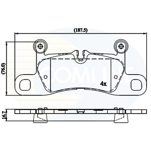 Comline 4 x Rear Brake Pad Set fits Porsche 911 2011-2019 3.0 3.4