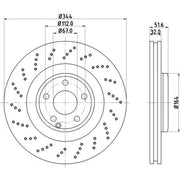 Mintex 2 x Perforated Front Brake Discs MDC2789C-x2