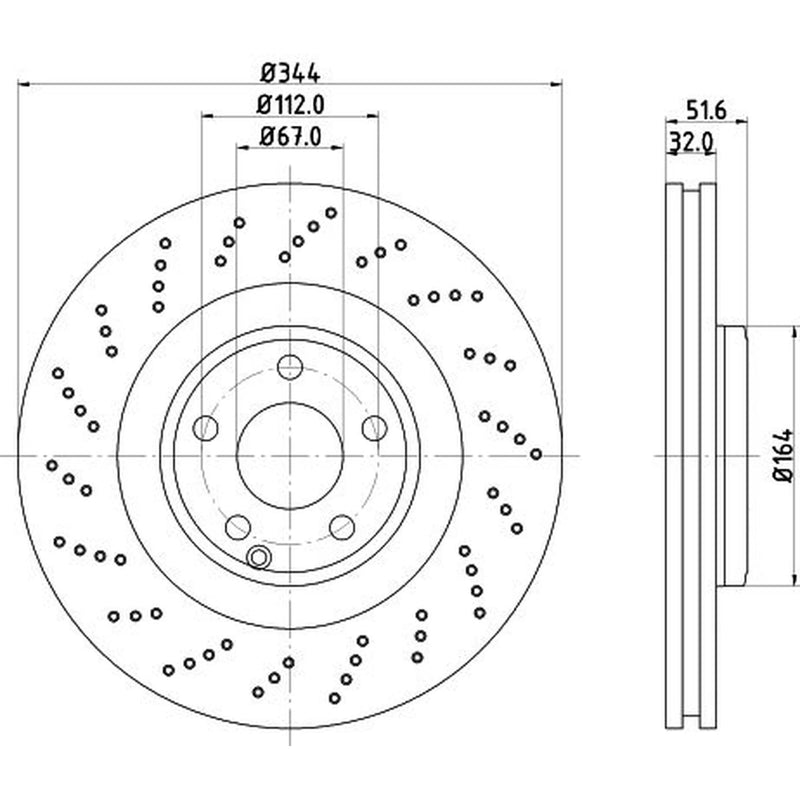 Mintex 2 x Perforated Front Brake Discs MDC2789C-x2