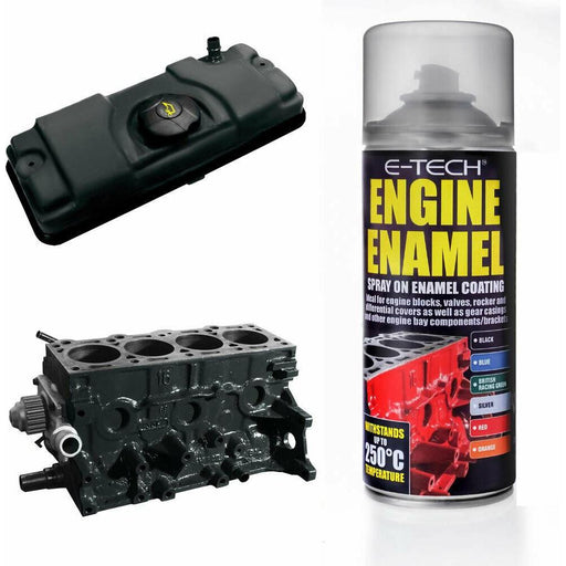 E-Tech Black Engine Enamel Spray On 400ml Heat Resistant High Temp Paint E-Tech - Dynamic Drive