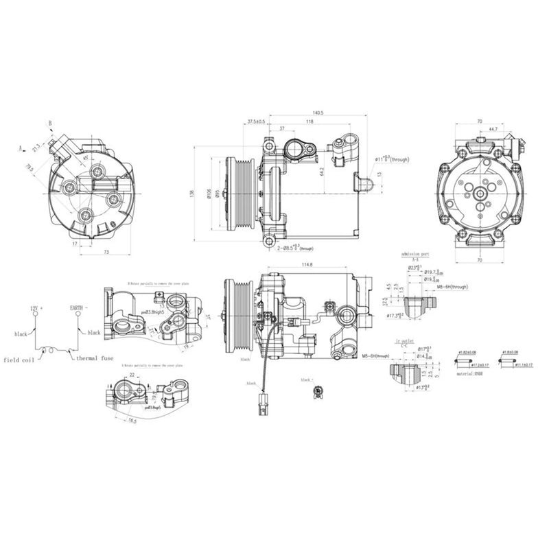 Hella Air Conditioning Compressor fits Citroën C4 Aircross 2012 on 1.6 1.8