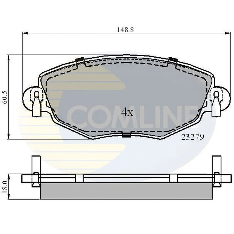 Comline 4 x Front Brake Pad Set fits Ford Mondeo 2000-2007 1.8 2.0 2.2 2.5 3.0