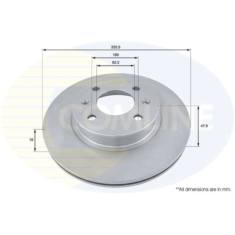 Comline 2 x Brake Discs fits Hyundai Getz 2002-2010 1.1 1.3 1.4 1.5 1.6