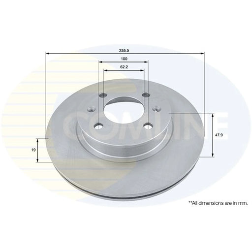 Comline 2 x Brake Discs fits Hyundai Getz 2002-2010 1.1 1.3 1.4 1.5 1.6