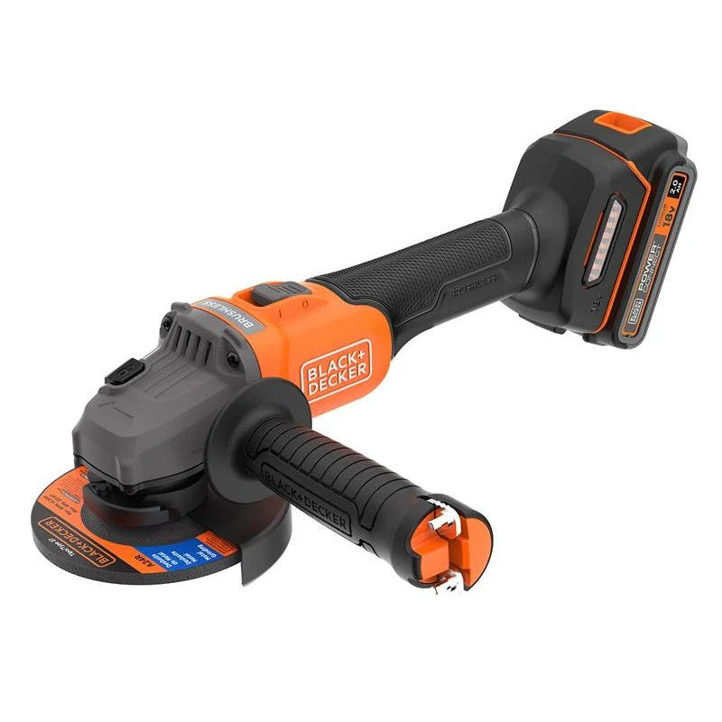 Black + Decker BCG6L8D13 POWERCONNECT™ Brushless Angle Grinder 18V 1 x 2.0Ah