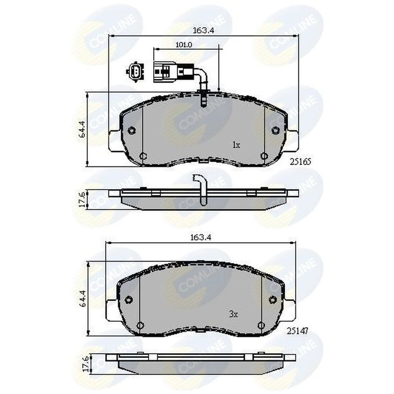 Comline 4 x Front Brake Pad Set fits Nissan Interstar 2021-2024
