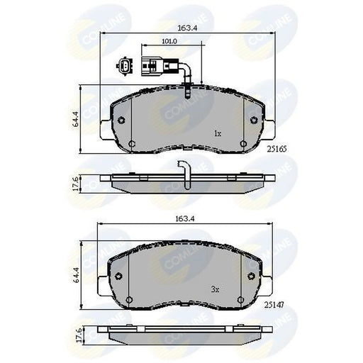 Comline 4 x Front Brake Pad Set fits Nissan Interstar 2021-2024