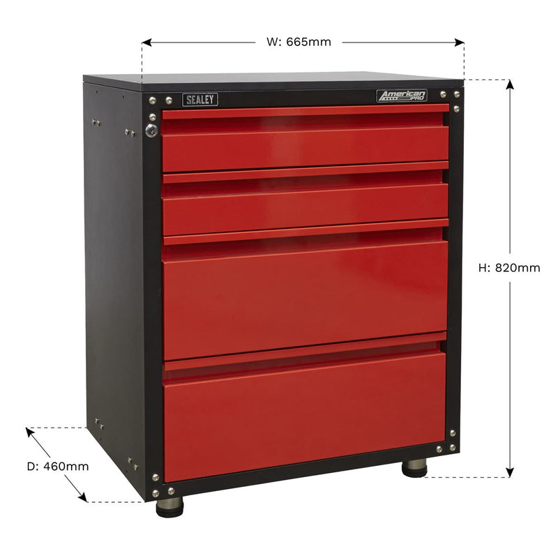 Sealey Modular 4 Drawer Cabinet with Worktop 665mm APMS84 Sealey - Dynamic Drive