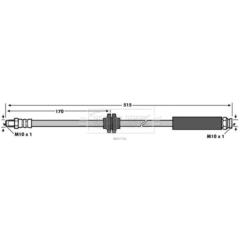 Borg & Beck Brake Hydraulic Hose Line Rear Right BBH7766