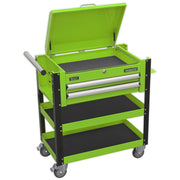 Sealey HD Mobile Tool & Parts Trolley 2 Drawer-Locking Top HV Green AP760MHV Sealey  - Dynamic Drive