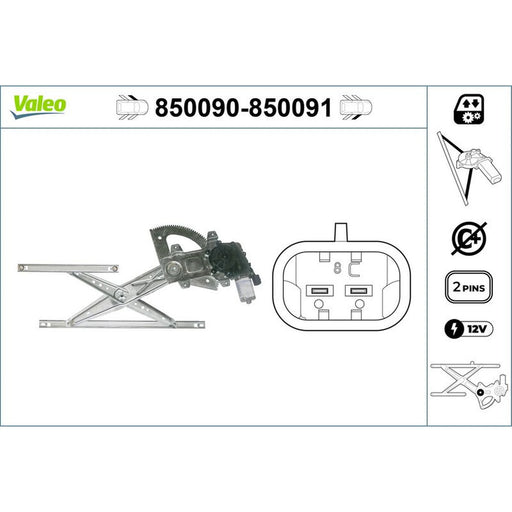 Valeo Electric Window Regulator Lifter Left Front 850090