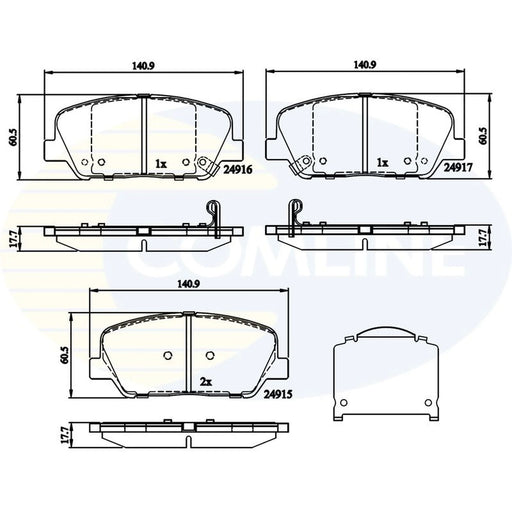 Comline 4 x Front Brake Pad Set fits Hyundai Elantra V 2011-2015 1.6