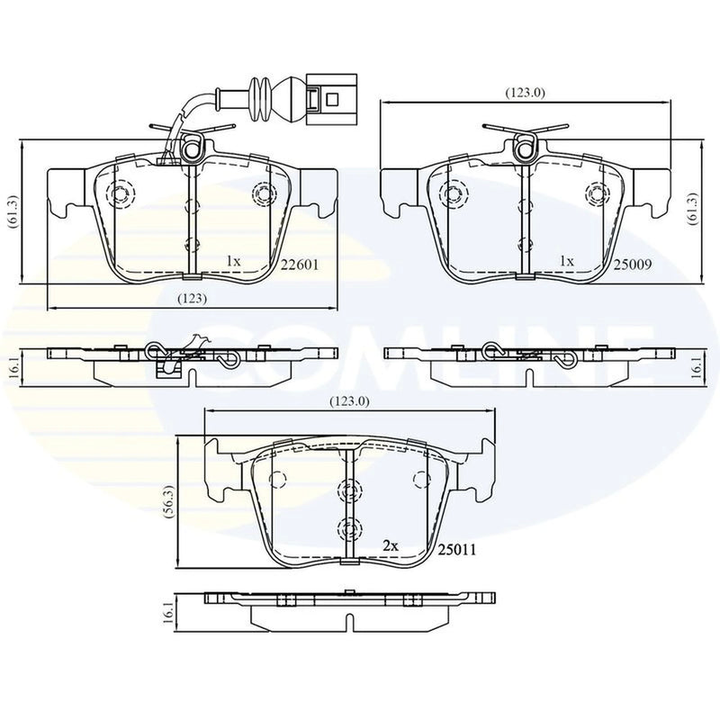 Comline Front & Rear Pads fits Audi A3 2015-2016