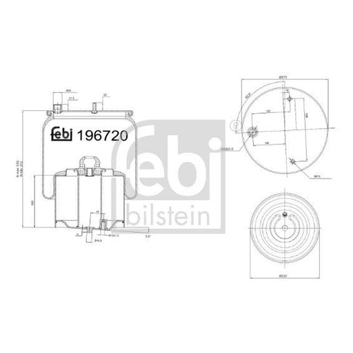Febi Air Suspension Bellow 273mm Front Left 196720