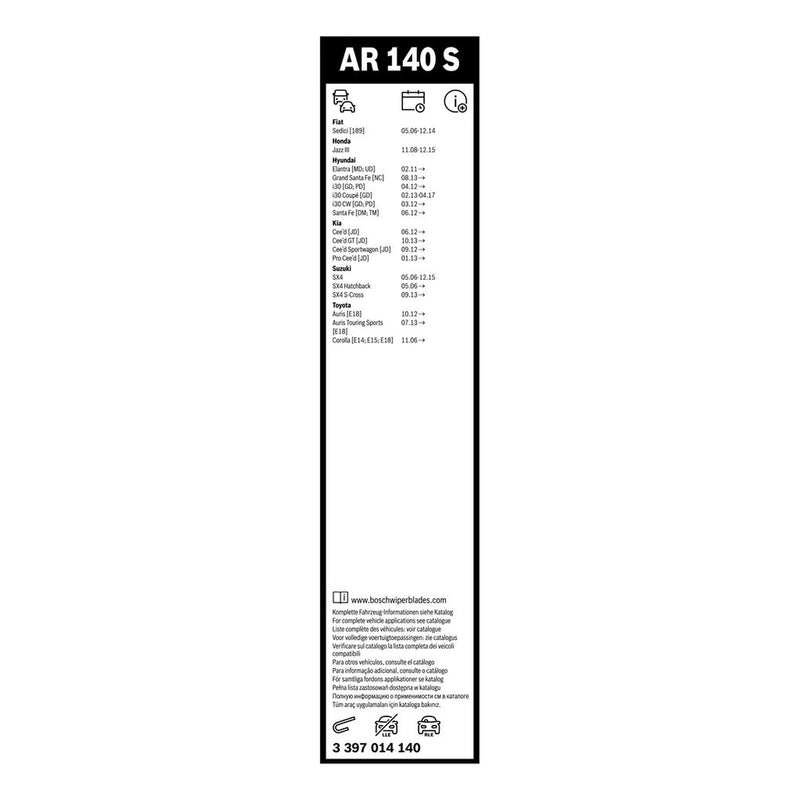 Bosch Aerotwin Front Wiper Blade Set 650mm + 340mm — AR140S fits Fiat Sedici