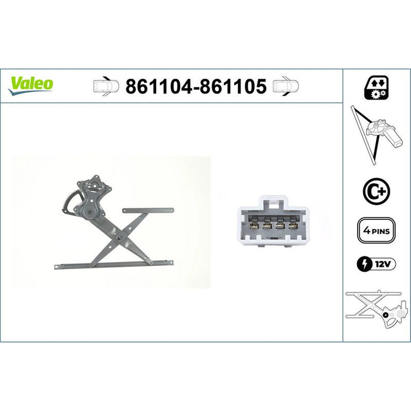 Valeo Electric Window Regulator Lifter Left Front 861104