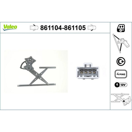 Valeo Electric Window Regulator Lifter Right Front 861105