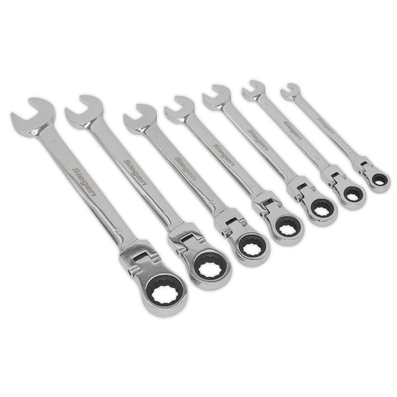 Seigen by Sealey Flexible Head Ratchet Combination Spanner Set 7pc Metric S01143 Seigen by Sealey  - Dynamic Drive